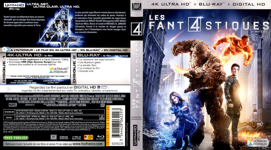 Jaquette 4K Ultra HD Les 4 Fantastiques (2015) FR Cover