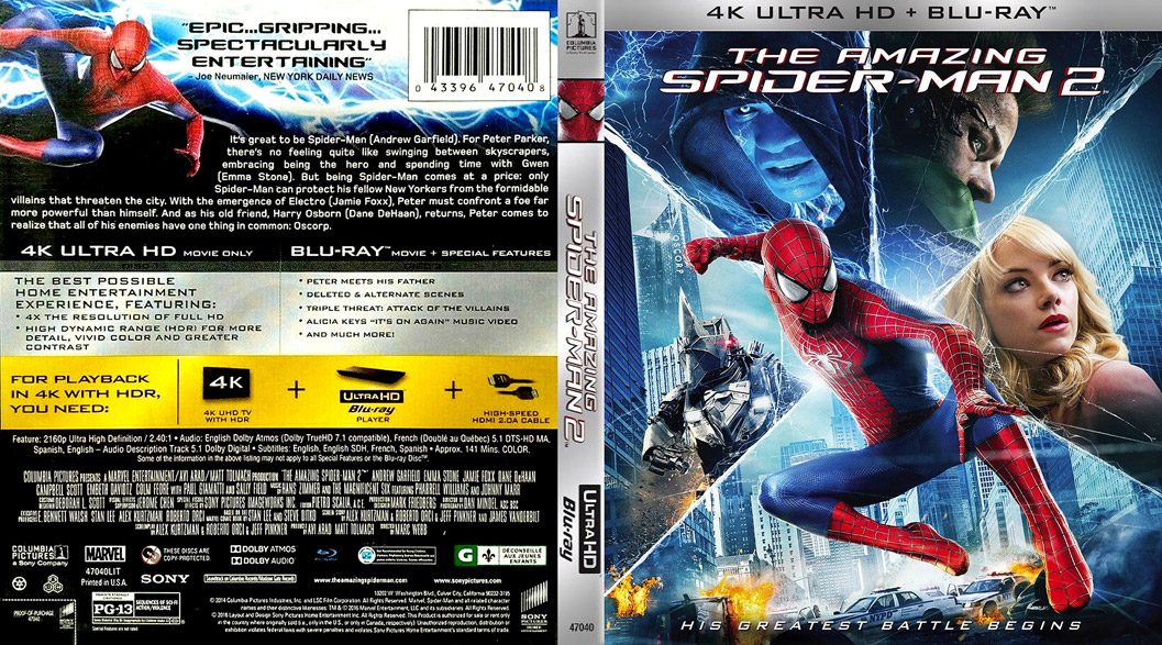 Jaquette 4K Ultra HD The Amazing Spider-Man 2 (2014) US Cover