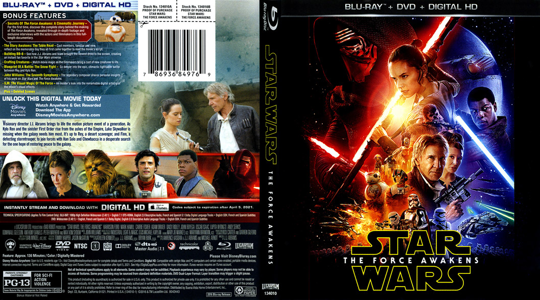 Jaquette Blu-ray Star Wars: The Force Awakens (2015) US Cover