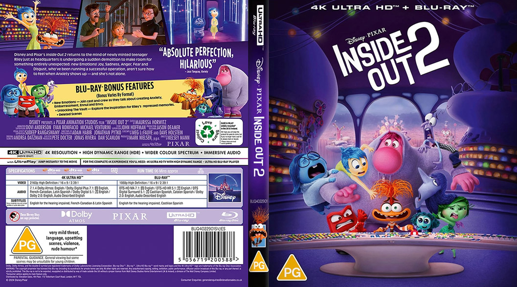 Jaquette 4K Ultra HD Inside Out 2 (2024) UK Cover